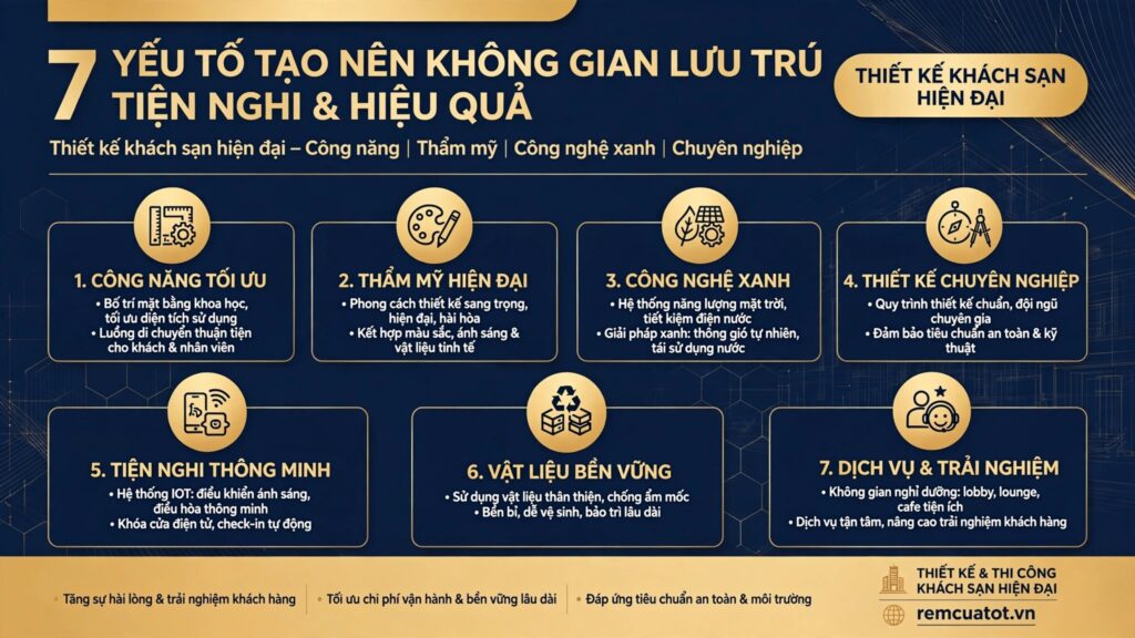 Thiết kế khách sạn hiện đại: 7 yếu tố tạo nên không gian lưu trú tiện nghi và hiệu quả
